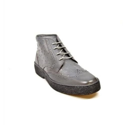 British Walkers Playboy Wingtips Limited Edition Men's Gray Ostrich Leather High Top Boots Chukka Boots Shoes by British Walkers – Don't Panic Shoes