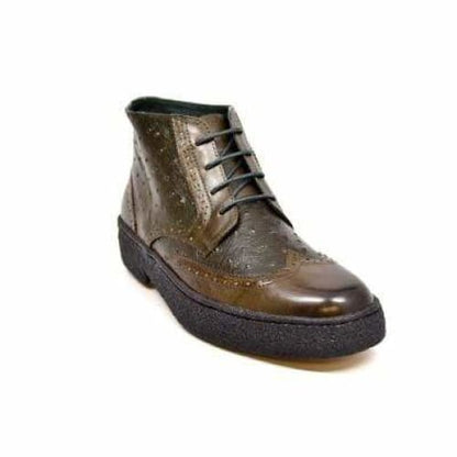 British Walkers Playboy Wingtips Limited Edition Men's Olive Green Ostrich Leather High Top Boots Chukka Boots Shoes by British Walkers – Don't Panic Shoes