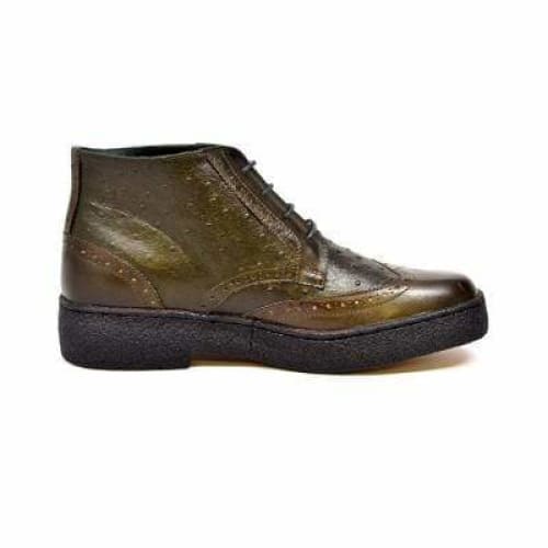 British Walkers Playboy Wingtips Limited Edition Men's Olive Green Ostrich Leather High Top Boots Chukka Boots Shoes by British Walkers – Don't Panic Shoes