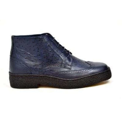 British Walkers Playboy Wingtips Men's Navy Blue Ostrich Leather High Top Boots Chukka Boots Shoes by British Walkers – Don't Panic Shoes