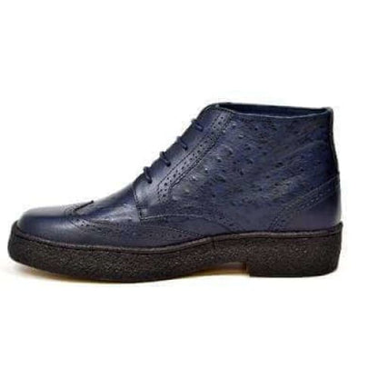 British Walkers Playboy Wingtips Men's Navy Blue Ostrich Leather High Top Boots Chukka Boots Shoes by British Walkers – Don't Panic Shoes
