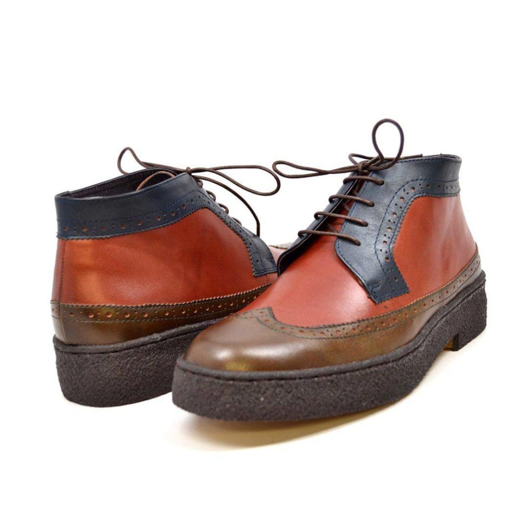 British Walkers Playboy Wingtips Men's Three Tone Olive Combo High Top Lace Up Leather Chukka Boots Shoes by British Walkers – Don't Panic Shoes