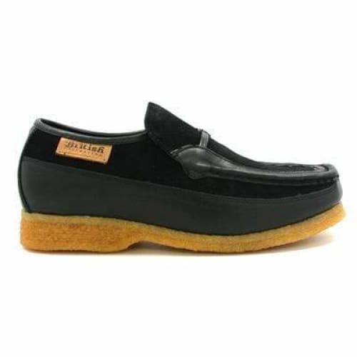 British Walkers Power Men's Black Leather And Suede Old School Slip On Shoes by British Walkers – Don't Panic Shoes