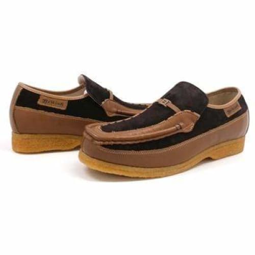 British Walkers Power Men's Brown And Tan Leather Crepe Sole Slip Ons Shoes by British Walkers – Don't Panic Shoes