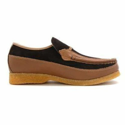 British Walkers Power Men's Brown And Tan Leather Crepe Sole Slip Ons Shoes by British Walkers – Don't Panic Shoes