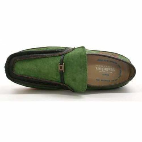 British Walkers Power Men's Green And Brown Leather Crepe Sole Slip Ons Shoes by British Walkers – Don't Panic Shoes