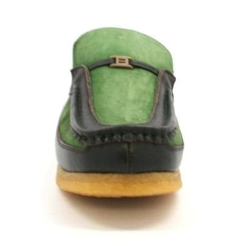 British Walkers Power Men's Green And Brown Leather Crepe Sole Slip Ons Shoes by British Walkers – Don't Panic Shoes
