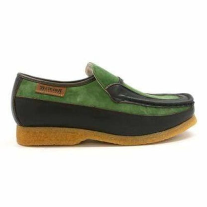 British Walkers Power Men's Green And Brown Leather Crepe Sole Slip Ons Shoes by British Walkers – Don't Panic Shoes