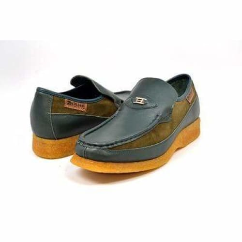 British Walkers Power Men's Green Leather And Suede Crepe Sole Slip Ons Shoes by British Walkers – Don't Panic Shoes