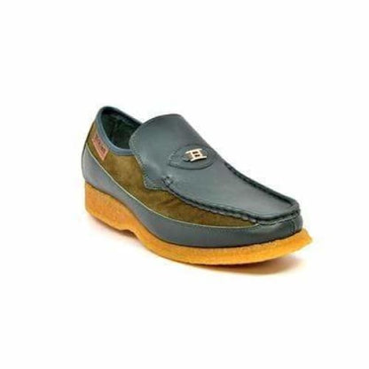 British Walkers Power Men's Green Leather And Suede Crepe Sole Slip Ons Shoes by British Walkers – Don't Panic Shoes