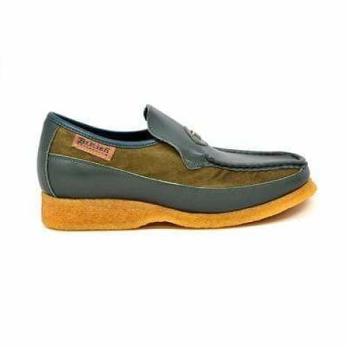 British Walkers Power Men's Green Leather And Suede Crepe Sole Slip Ons Shoes by British Walkers – Don't Panic Shoes