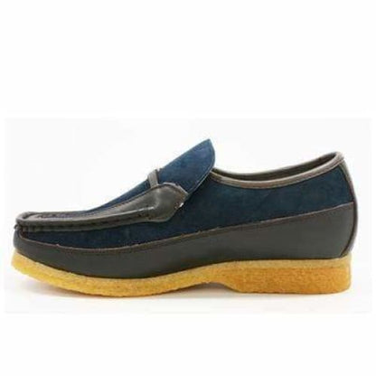 British Walkers Power Men's Navy And Brown Suede Old School Slip On Shoes by British Walkers – Don't Panic Shoes