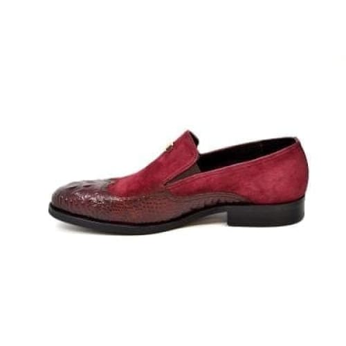 British Walkers Shiraz Croc Men's Burgundy Red Croc Leather And Suede