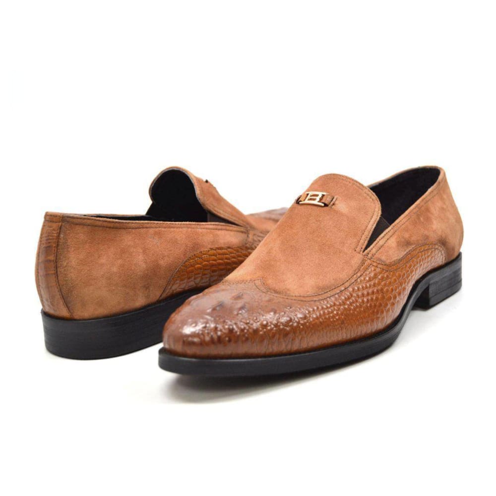 British Walkers Shiraz Croc Men's Crocodile Leather And Suede Loafers Shoes by British Walkers – Don't Panic Shoes