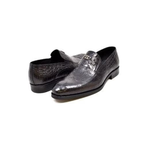 British Walkers Shiraz Crocs Men's Black Crocodile Leather Loafers Shoes by British Walkers – Don't Panic Shoes