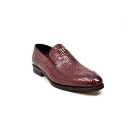 British Walkers Shiraz Crocs Men's Bordeaux Crocodile Leather Loafers Shoes by British Walkers – Don't Panic Shoes