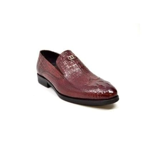 British Walkers Shiraz Crocs Men's Bordeaux Crocodile Leather Loafers Shoes by British Walkers – Don't Panic Shoes