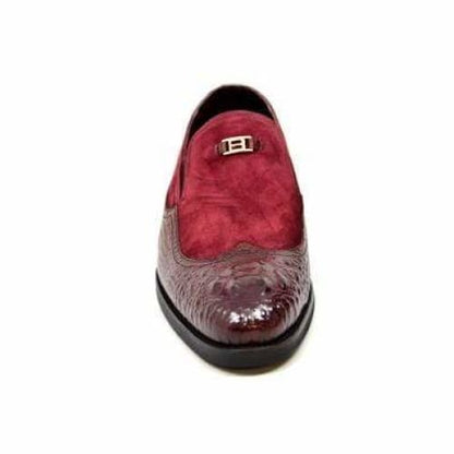 British Walkers Shiraz Crocs Men's Burgundy Crocodile Leather And Suede Loafers Shoes by British Walkers – Don't Panic Shoes