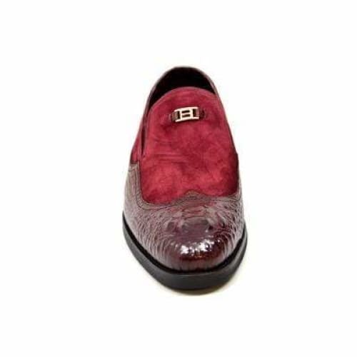 British Walkers Shiraz Crocs Men's Burgundy Crocodile Leather And Suede Loafers Shoes by British Walkers – Don't Panic Shoes