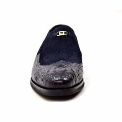British Walkers Shiraz Men's Navy Blue Crocodile Leather And Suede Loafers Shoes by British Walkers – Don't Panic Shoes