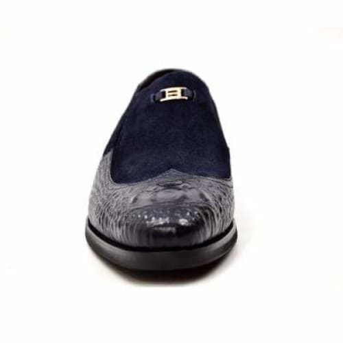 British Walkers Shiraz Men's Navy Blue Crocodile Leather And Suede Loafers Shoes by British Walkers – Don't Panic Shoes