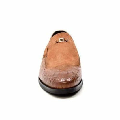 British Walkers Shiraz Men's Tan Crocodile Leather And Suede Loafers Shoes by British Walkers – Don't Panic Shoes