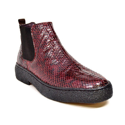 British Walkers Soho Limited Edition Men's Burgundy Snake Skin Leather Boots Shoes by British Walkers – Don't Panic Shoes