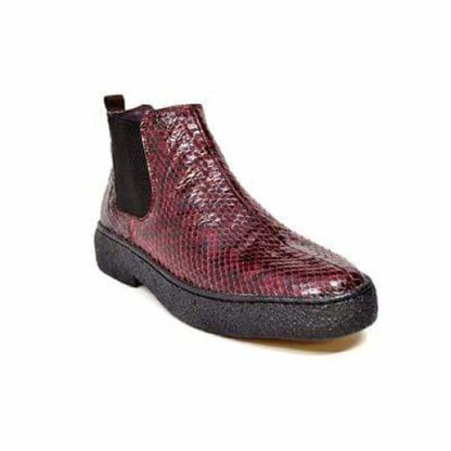 British Walkers Soho Men's Burgundy Snake Skin Custom Made Boots Shoes by British Walkers – Don't Panic Shoes