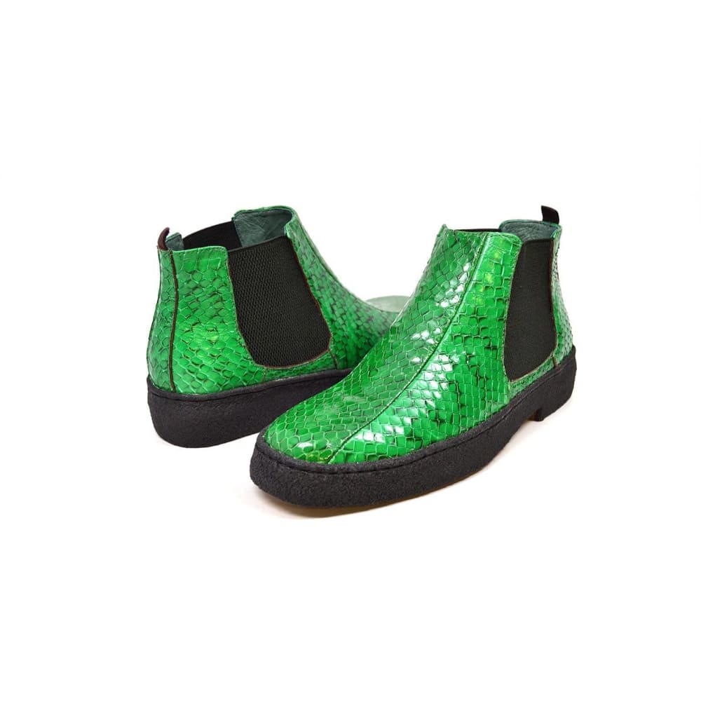 British Walkers Soho Men's Green Snake Skin Leather Custom Made Boots Shoes by British Walkers – Don't Panic Shoes