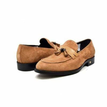 British Walkers Space Men's Cognac Suede And Leather Sophisticated Crepe Sole Loafers Shoes by British Walkers – Don't Panic Shoes