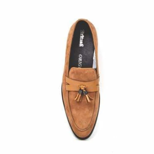 British Walkers Space Men's Cognac Suede And Leather Sophisticated Crepe Sole Loafers Shoes by British Walkers – Don't Panic Shoes