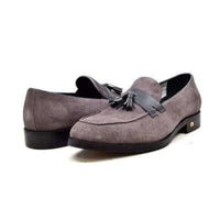 Thumbnail for British Walkers Space Men’s Gray Leather Loafers