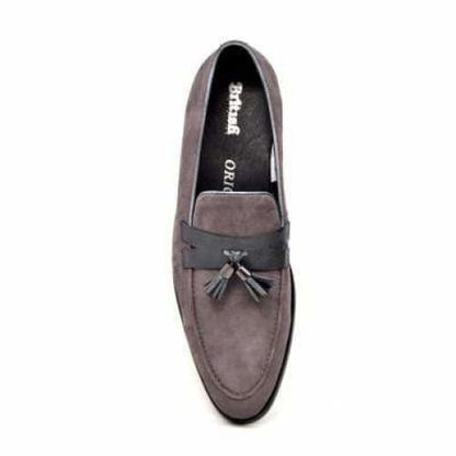 British Walkers Space Men's Gray Suede And Leather Sophisticated Crepe Sole Loafers Shoes by British Walkers – Don't Panic Shoes