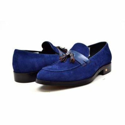 British Walkers Space Men's Navy Blue Suede And Leather Sophisticated Crepe Sole Loafers Shoes by British Walkers – Don't Panic Shoes