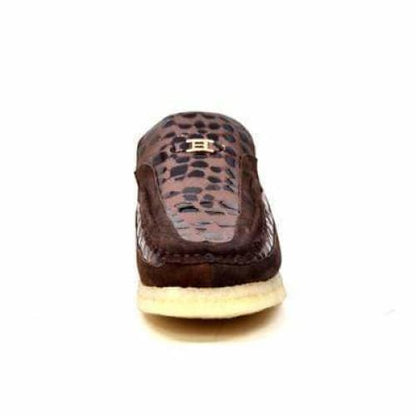 BritiSh Walkers Stone Men’s Brown Pattern Leather Crepe Sole Slip - On Shoes – Handcrafted Textured Leather With Classic Urban Comfort Shoes by British Walkers – Don't Panic Shoes