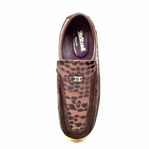 BritiSh Walkers Stone Men’s Brown Pattern Leather Crepe Sole Slip - On Shoes – Handcrafted Textured Leather With Classic Urban Comfort Shoes by British Walkers – Don't Panic Shoes