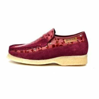 BritiSh Walkers Stone Men’s Wine Red Pattern Suede Slip - On Shoes – Handcrafted Textured Classic With Bold Vintage Flair Shoes by British Walkers – Don't Panic Shoes