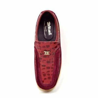BritiSh Walkers Stone Men’s Wine Red Pattern Suede Slip - On Shoes – Handcrafted Textured Classic With Bold Vintage Flair Shoes by British Walkers – Don't Panic Shoes