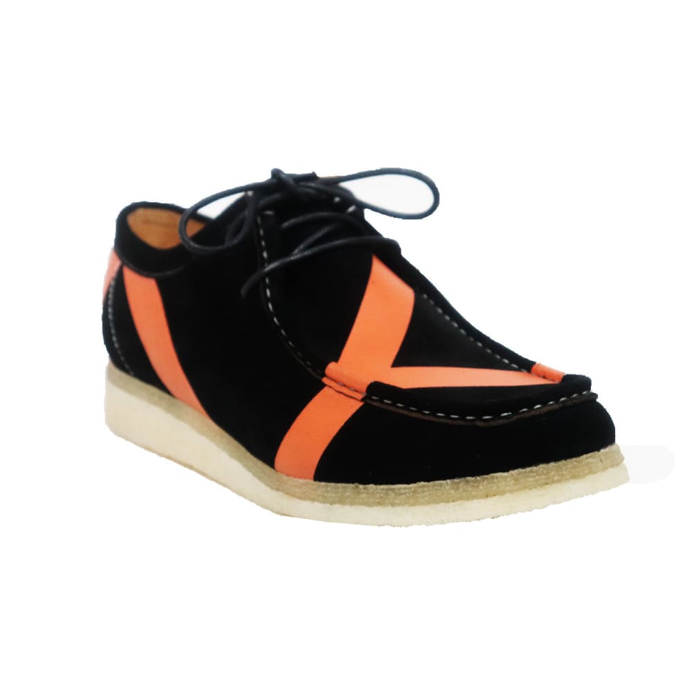 British Walkers Stripe Low Top Men's Black And Orange Suede Shoes by British Walkers – Don't Panic Shoes