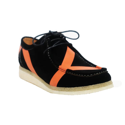 British Walkers Stripe Low Top Men's Black And Orange Suede Shoes by British Walkers – Don't Panic Shoes