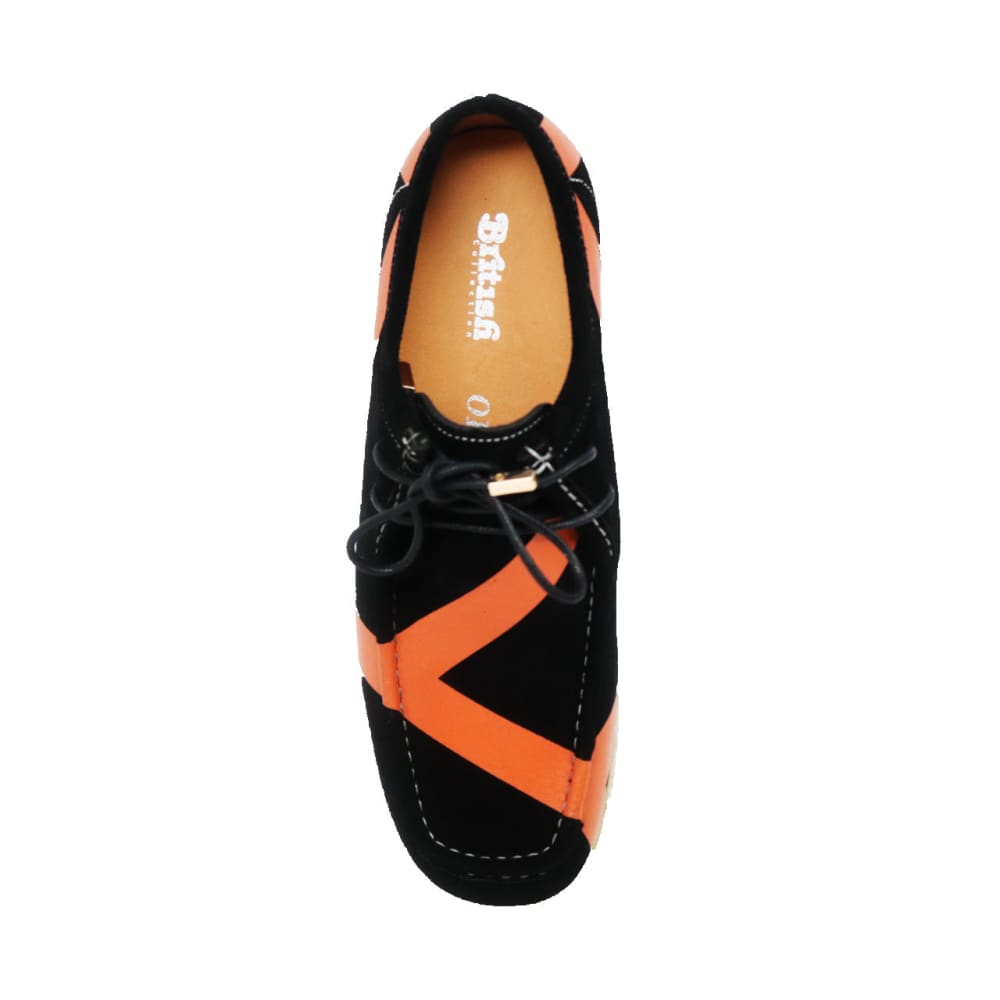British Walkers Stripe Low Top Men's Black And Orange Suede Shoes by British Walkers – Don't Panic Shoes