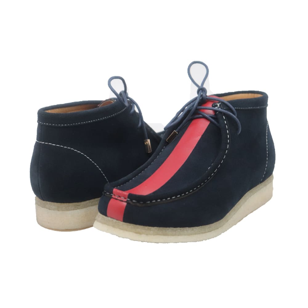 British Walkers Stripe Wallabee Boots Men’s Navy And Red