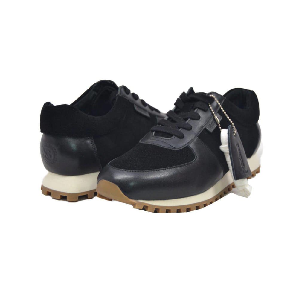 British Walkers Surrey Men’s Black Leather Casual Sneakers