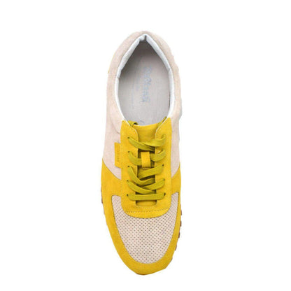 British Walkers Surrey Men's Yellow And Beige Low Top Sneakers Shoes by British Walkers – Don't Panic Shoes