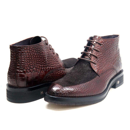 British Walkers Unique Men's Leather And Pony Skin High Top Boots Shoes by British Walkers – Don't Panic Shoes