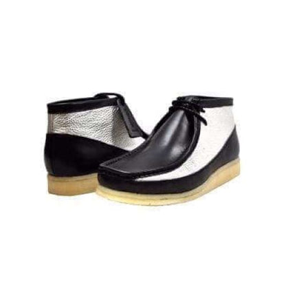 BritiSh Walkers Walker 100 – Black & Silver Leather Men’s Chukka Boot | Striking Two - Tone Design With Modern British Edge Shoes by British Walkers – Don't Panic Shoes