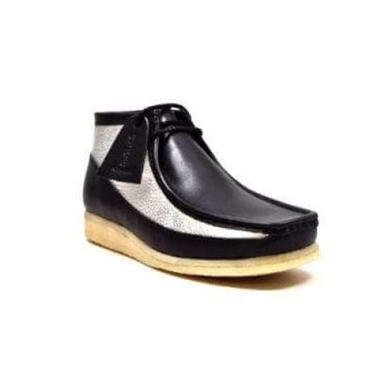 BritiSh Walkers Walker 100 – Black & Silver Leather Men’s Chukka Boot | Striking Two - Tone Design With Modern British Edge Shoes by British Walkers – Don't Panic Shoes
