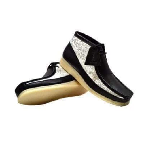 BritiSh Walkers Walker 100 – Black & Silver Leather Men’s Chukka Boot | Striking Two - Tone Design With Modern British Edge Shoes by British Walkers – Don't Panic Shoes