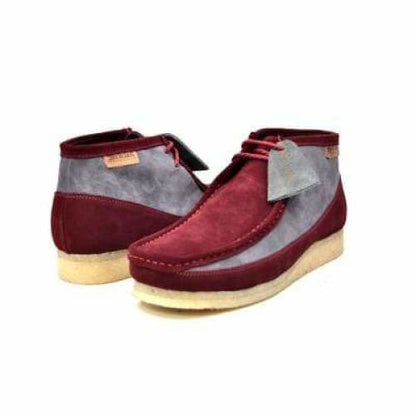 BritiSh Walkers Walker 100 – Burgundy & Gray Suede Men’s Chukka Boot | Smooth Two - Tone Craft With Modern Refined Style Shoes by British Walkers – Don't Panic Shoes