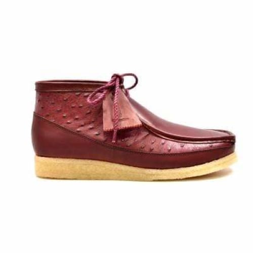 BritiSh Walkers Walker 100 – Burgundy Ostrich Leather Men’s Chukka Boot | Exotic Prestige Craft With Timeless Luxe Power Shoes by British Walkers – Don't Panic Shoes